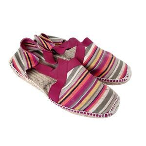 Toni Pons Striped Espadrille Flats Sz 8 Sz 39